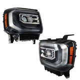 Labwork Right&Left Headlights Fit For GMC Sierra 1500 2016-2018 Black Full LED