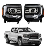 Labwork Right&Left Headlights Fit For GMC Sierra 1500 2016-2018 Black Full LED