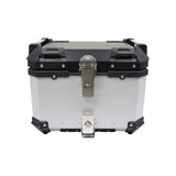 45L Aluminum Motorcycle Top Case Lock Trunk Luggage Tour Tail Box Storage Silver