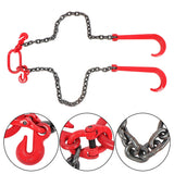 G80 3/8" x 3' V Bridle Tow Recovery Chain w/15" J-Hook & Grab Hook 15600 lbs