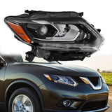 Labwork Right Headlight For 2014-16 Nissan Rogue LED Chrome Clear Passenger Side