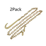 2Pack 5/16 x 10 FT Grade 70 Tow Chain 15" Mini J Hook Recovery Wrecker Axle