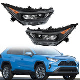 Labwork LH+RH Headlights Assembly For 2019-2022 Toyota RAV4 LE XLE Chrome LED