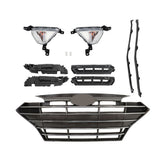 Labwork Front Grille W/ Fog Lights Bracket Molding Set For 19-20 Hyundai Elantra