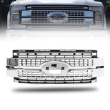 Labwork Front Grille For 2017-19 Ford Super Duty F-250 F-350 F-450 Chrome&Black
