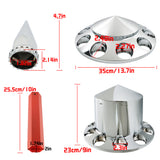 Truck Wheel Axle Covers Spiked Chrome Hub Cover Kit 33mm Front & Rear Semi