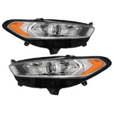 Labwork Left+Right Side Headlight For 2013 2014-2016 Ford Fusion Chrome Housing