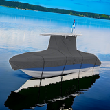 16-24ft Center Console W/ T-Top Roofs Boat Cover Heavy-Duty 420D Grey/Black/Blue