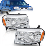 Labwork Left+Right Halogen Headlights Assembly For Honda Pilot 2009-2011 Chrome