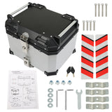 45L Aluminum Motorcycle Top Case Lock Trunk Luggage Tour Tail Box Storage Silver