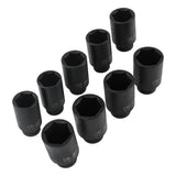 Labwork 9Pcs 29-38mm Deep Impact Socket Set Drive Metric Axle Hub Nut Socket