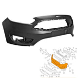 Labwork Front Bumper Cover+Grill +Fog Light+Lips Fit For 2015 Ford Focus Plastic