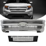 Labwork Front Upper Bumper Grille Assembly Chrome For 2011-2015 Ford Explorer