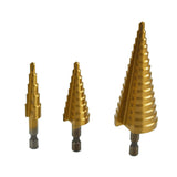 3 Pack Large HSS Steel Step Cone Drill Bit Set 4-12mm/4-20mm/4-32mm Hole Cutter