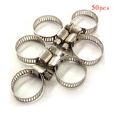 50Pcs 1/2"-3/4" Adjustable Stainless Steel Drive Hose Clamps Fuel Line Worm Clip