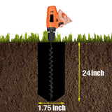 Earth Ground Auger Drill Bit 1.75" x 24" Fits For Rapid Planter Bulb Plant Auger