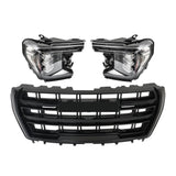 Labwork Left+Right LED Headlight&Front Upper Grille For 2021-23 GMC Yukon Black