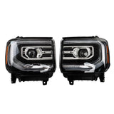Labwork Right&Left Headlights Fit For GMC Sierra 1500 2016-2018 Black Full LED