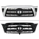 For 05-11 Toyota Tacoma Set Chrome Black Housing Headlights Front Bumper Grille