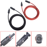 1 Pair 12AWG 15ft Black+Red Solar Panel Extension Cable Wire Connector Black+Red