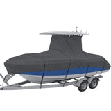 16-24ft Center Console W/ T-Top Roofs Boat Cover Heavy-Duty 420D Grey/Black/Blue