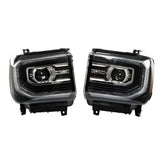 Labwork Right&Left Headlights Fit For GMC Sierra 1500 2016-2018 Black Full LED