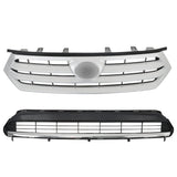 Labwork Front Bumper Upper&Lower Grille For Toyota Highlander 2011-2013 Plastic