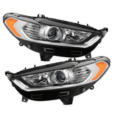 Labwork Left+Right Side Headlight For 2013 2014-2016 Ford Fusion Chrome Housing
