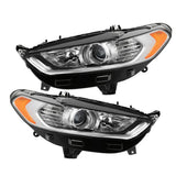 Labwork Left+Right Side Headlight For 2013 2014-2016 Ford Fusion Chrome Housing