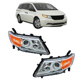 Labwork LH+RH Headlights For Honda Odyssey 2011-2017 Halogen Chrome Amber Corner