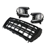 Labwork Left+Right LED Headlight&Front Upper Grille For 2021-23 GMC Yukon Black