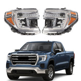 Labwork Right+Left Headlights For 2019-2021 GMC Sierra 1500 W/LED Signal Lamp