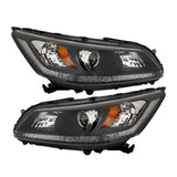 Labwork Headlights Headlamps Halogen For 2013-2015 Honda Accord Black Right Left