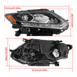 Labwork Right Headlight For 2014-16 Nissan Rogue LED Chrome Clear Passenger Side