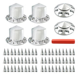 Truck Wheel Axle Covers Spiked Chrome Hub Cover Kit 33mm Front & Rear Semi