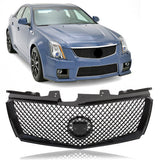 Labwork Front Bumper Upper Grille Mesh For Cadillac CTS 2008-2013 Gloss Black