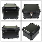 labwork 55L Motorcycle Top Case Tail Box with Backrest and Mounting Plate Hard Aluminum Alloy Watertightness Security Lock Against Theft Black Metal Motorcycle Trunk Tour Tail Box