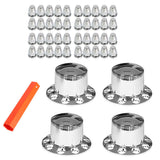 Chrome Semi Truck Rear Wheel Axle Hub Covers Hubcaps Kits 33mm Lug Nuts 4PCS