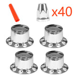 Chrome Semi Truck Rear Wheel Axle Hub Covers Hubcaps Kits 33mm Lug Nuts 4PCS