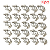 50pcs 3/8"-1/2"Adjustable Stainless Steel Drive Hose Clamps Fuel Line Worm Clip