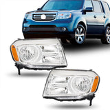 Headlights Assembly Headlamps Left and Right Side Replacement for Pilot 2012-2015