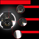 2x 7"Inch Round LED Headlights Halo Angle Eyes Fit For Jeep Wrangler JK LJ TJ CJ Lab Work Auto
