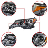 labwork Headlight For 2013-2015 Toyota RAV4 Clear Lens Left & Right 2pcs Chrome