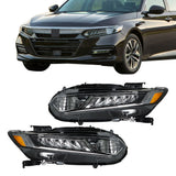 Labwork For 2018-2021 Honda Accord 4Dr LED DRL Headlight Chrome Clear Left&Right