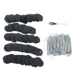 6 Inch 11 Gauge 200pcs Galvanized Garden Stakes 200pcs Gaskets 1pick Hook Landscape Staples Set Replacement for Weed Fabric Barrier