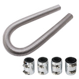 36" Chrome Chrome Flexible Stainless Steel Radiator Hose Kit Caps Universal Lab Work Auto