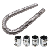 36" Chrome Chrome Flexible Stainless Steel Radiator Hose Kit Caps Universal Lab Work Auto