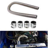36" Chrome Chrome Flexible Stainless Steel Radiator Hose Kit Caps Universal Lab Work Auto