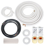 25 FT Air Conditioning Copper Hose Hose Extension, 1/4 and 1/2 Inch Thickened Insulation Cotton with Nuts and Other Accessories Fit for Mini Split Air Conditioner