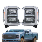 Headlights Assembly Replacement for F250 F350 2023 2024 Housing Black Lamp Set Driver and Passenger Side PC3Z13008L PC3Z13008C PC3Z13008M PC3Z13008E